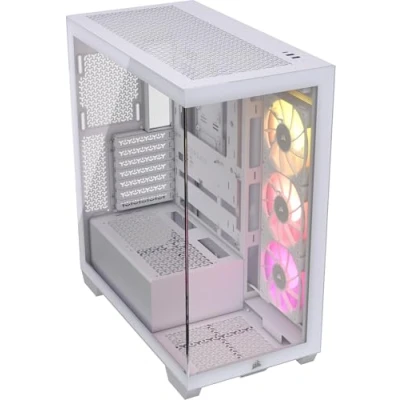 Bild av CORSAIR iCUE LINK 3500X RGB Mid Tower ATX PC Chassi Med Dubbla Kammare Panoramabild i Härdat Glas Kompatibel Moderkort Omvänd Anslutning 3x RX120 Fläktar Ingår Vit