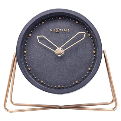 Bild av NeXtime Bordsklocka CROSS TABLE, ljudlös, rund, sten/metall, 17,5 x 15,5 cm