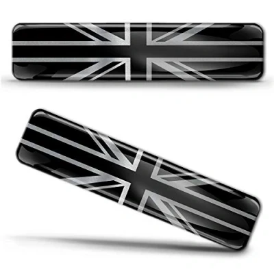 Bild av Biomar Labs® 2 x 3D kupolformade silikonsilverklistermärken dekaler England UK Union Jack National Storbritannien Storbritanniens flagga bil motorcykelhjälm F 127