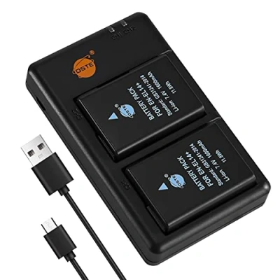Bild av DSTE 2 st EN EL14 ENEL14A (1 600 mAh/7,4 V) batteriladdarset kompatibel med Nikon D3400, D5300, D5500, D5600, D3500, D5200, D5100, D320, Coolpix P700, P710, P710000, P71000000, P7100000, P7700 0,