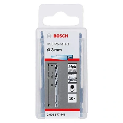 Bild av Bosch Professional 10 st. PointTeQ borr (för metall, Ø: 3,0 mm, arbetslängd: 33 totallängd: 72 ¼&quot; sexkantsskaft, tillbehör för slagskruvdragare och skruvdragare)