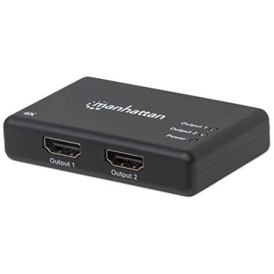 Bild av Manhattan 207669 4K 2 port HDMI plitter 30Hz strömförsörjning via nätdel svart
