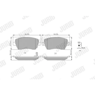 Bild av JURID 573255J Jeu de plaquettes frein avec indicateur d&#039;usure accessoires SUZUKI: SWIFT 3, Splash, NISSAN: MICRA 4, Note II 5 portes