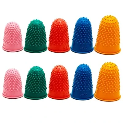 Bild av Fingerspetsar i gummi fingerborgar 5 storlekar fingerskydd skydd lock för pengaräkning, pappersarbete, skärning, sortering, vaxsnideri, gitarrspel och kontorsmaterial uppgifter (10)