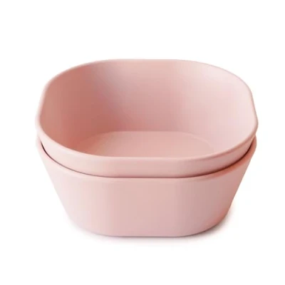 Bild av mushie barn servisskålar Set med 2 BPA fri diskmaskin och mikrovågsugn Elegant lätt att hålla Tillverkad i Danmark Blush