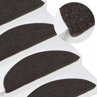 Bild av Trappstegsmattor självhäftande 10 st svart 56x17x3 cm