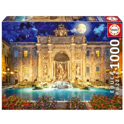 Bild av Educa Fontana di Trevi, Rom Pussel med 1 000 bitar för vuxna. Mått: 68 x 48 cm Inkluderar Cola Fix pussel. Från 14 år (19923)