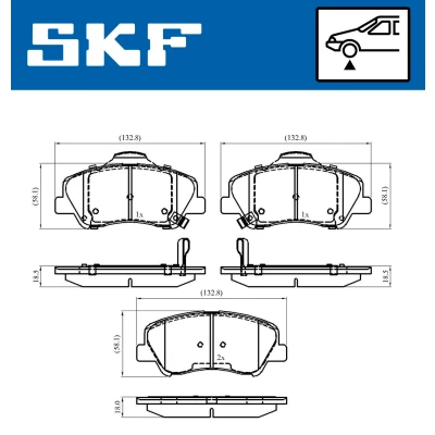 Bild av SKF VKBP 80268 A Jeu de plaquettes frein avec indicateur d&#039;usure KIA: RIO 4, 3 Stufenheck, HYUNDAI: ACCENT 4 Stufenheck