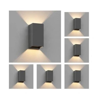 Bild av ledscom.de 6 x CUBEL vägglampa för utomhusbruk, antracit, IP65, up &amp; downlight, rektangulär, inkl. LED lampa, 4,1 W, 501lm, varmvit