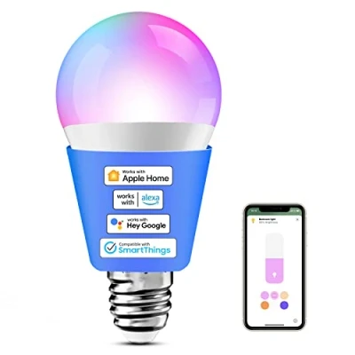 Bild av Meross Wifi lampa Kompatibel med Apple HomeKit för Dimbar i flera färger Siri, Alexa, Google Home och SmartThings E27 [Energiklass F]