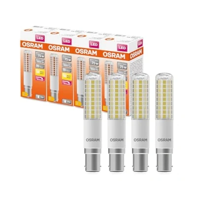 Bild av OSRAM LED Superstar Special T SLIM, Dimbar smal speciallampa, B15d sockel, Varmvit (2700K), Ersättning för konventionell 75W lampa, 4 pack
