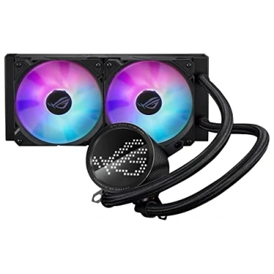 Bild av ASUS ROG Ryuo III 240 allt i ett CPU flytande färg med Asetek 8:e generationens pumplösning, anime matrix LED display och ARGB kylfläktar