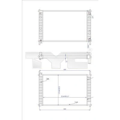 Bild av TYC 710 0030 R Radiateur du moteur pour véhicules sans système de climatisation 500 360 23 boîte vitesses manuelle ailettes jointes mécaniquement