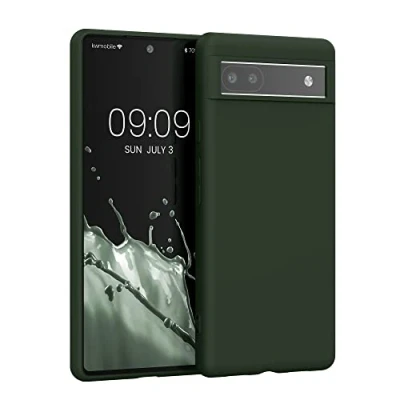 Bild av kwmobile TPU fodral kompatibelt med Google Pixel 6a, mjukt, smalt, smidigt, flexibelt skyddande telefonfodral, mörkgrön, matt