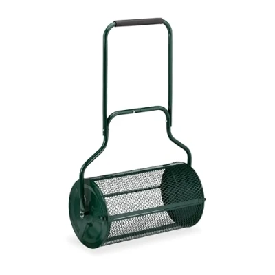 Bild av Relaxdays Svängvagn gräsmatta nättrumma 65 l gödselspridare med handtag HBD: 117 x 74 36 cm handströare grön