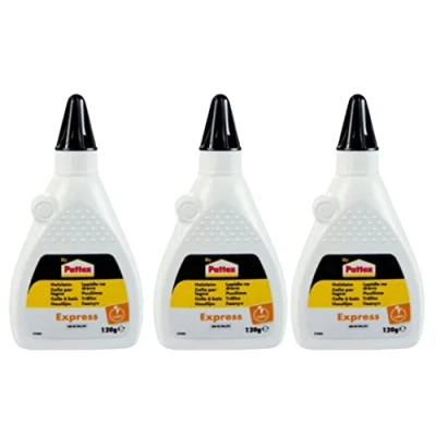 Bild av Henkel By Pattex Express trälim, transparent och snabbtorkande trälim för mångsidig limning hantverk, vattentätt lim i praktisk flaska, 3 x 120 g