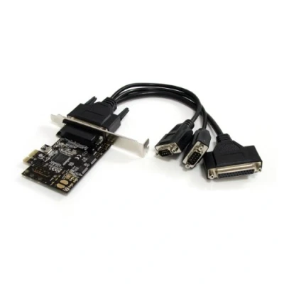 Bild av StarTech.com 2S1P PCI Express gränssnittskort PCIe 2 x seriell DB9/1 Parallell DB25 kort med breakout kabel