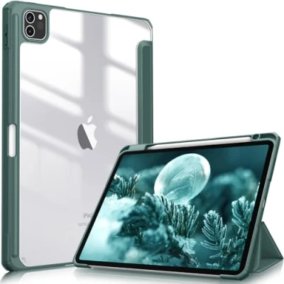 Bild av Fintie Hybridfodral kompatibelt med iPad Pro 11 tum (2022/2021/2020/2018, 4:e/3:a/2:a/1:a generationen) ultratunt stöttåligt klart fodral pennhållare, automatisk uppvakning/sömn, midnattsgrön