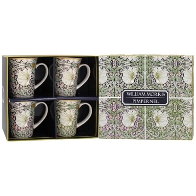 Bild av Leonardo kollektionen William Morris Lustre Pimpernel muggar set med 4 kök &amp; hem servissmuggar för varje tillfälle Härligt kaffekopp herrar gåvor och födelsedagspresenter