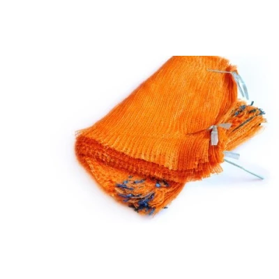 Bild av Armar Trading LTD 100 orange nätpåse, 40 cm x 60 cm, 15 kg med dragsko, skramla, överkast, fickor, mesh, grönsaker, träbitar