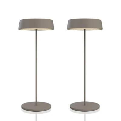 Bild av Palmina 901, trådlösa bordslampor, uppladdningsbara och dimbara bordslampor i aluminium, trådlös abat jour 4400mah, IP54 skydd, utomhus/inomhus/khaki 2 st