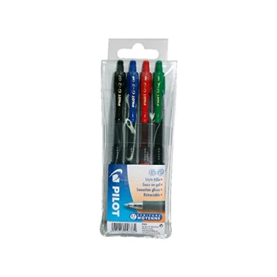 Bild av Pilot G2 Rollerball gelpenna paket med 3 Noir, bleu, rouge &amp; vert