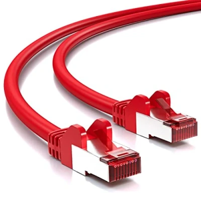 Bild av deleyCON 2m CAT6 Patchkabel S/FTP PIMF Skärmning CAT 6 RJ45 Nätverkskabel Ethernet Kabel LAN DSL Switch Router Modem Access Point Patch Paneler Röd