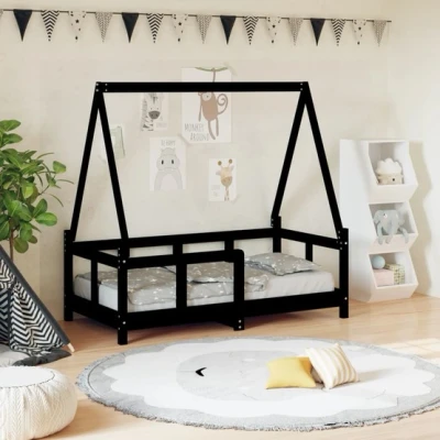 Bild av VidaXl Sängram För Barnsäng Svart 70X140 Cm Massiv Furu