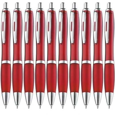 Bild av ZENSCRIBE® Ergonomisk kulspetspenna, 10 stycken, premium set, hög kvalitet, halkfri kulli för enkelt och mjukt skrivande, blågnande kulspetspenna bordeauxröd