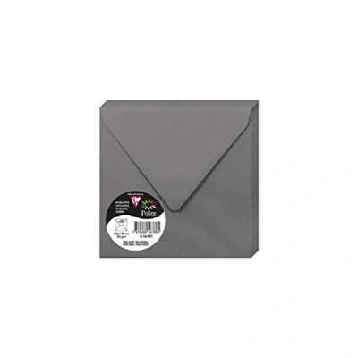 Bild av Clairefontaine Ref 5638C pollenkuvert (paket med 20) 140 x mm storlek, 120 gsm papper, gummerad tätning, bläckstråleskrivare och laserskrivare, syrafri mörkgrå