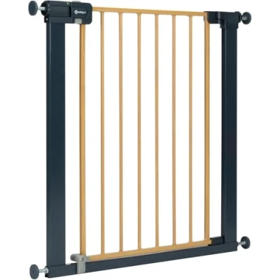 Bild av Safety 1st Easy Close Metal Gate, Baby Säkerhetsgrind, 7380 cm (max. 108 cm), Lättstängd Trappgrind Barn, Enhandsöppning, Installation utan Skruvar (Ingen Borrning), Dubbelt Låssystem, träeffekt