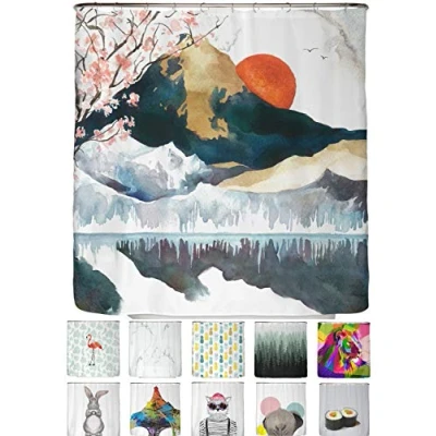 Bild av arteneur® Duschdraperi, mögelbeständigt, 180 x 200 cm, återvunnet med Oeko Tex standard 100, viktad fåll, ogenomskinligt, vattentätt, tvättbart, 12 ringar och e bok, Japan