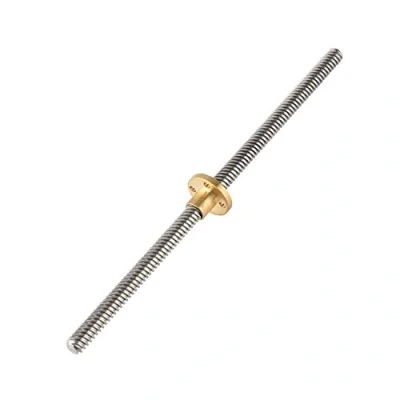 Bild av VBESTLIFE T8 8 mm rostfritt stål gängad stång, skaft med mutter mässing skruvstång för 3D skrivare. (300 mm)