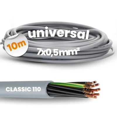 Bild av 10 meter Lapp 1119007 Oljeflex Classic 110 7G0,5 mm² PVC kontrollkabel 7 x 0,5 med grön gul skyddsledare I mantelkabel ledare