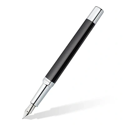 Bild av STAEDTLER Füllhalter triplus 474 M, Farbe Antique Anthracite, hochwertiges Metallgehäuse in ergonomischer Dreikantform, Stahlfeder mit Patrone Schreibfarbe Blau, M09 3