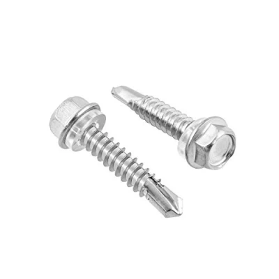 Bild av QWORK® 50 stycken självborrande skruvar i rostfritt stål, 6,3 mm x 32 mm, med tätning