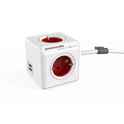Bild av allocacoc PowerCube Extended USB inkl. 1,5 m kabel röd typ F