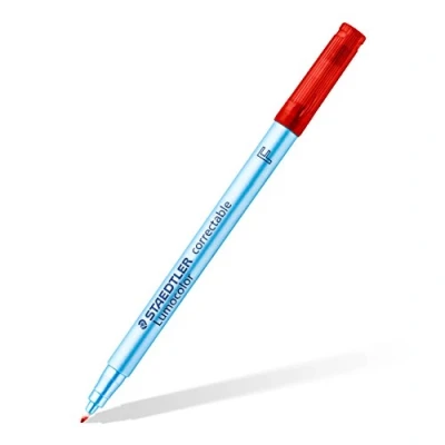 Bild av Staedtler Lumocolor correctable Folienstift F Spitze, circa 0.6 mm, 10 Stück im Kartonetui, rot