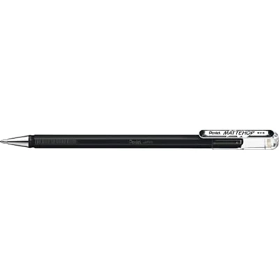 Bild av Pentel K110 VAX Mattehop gelbläckrulle med hög täckning i matt finish, modell lock, 1 st, svart