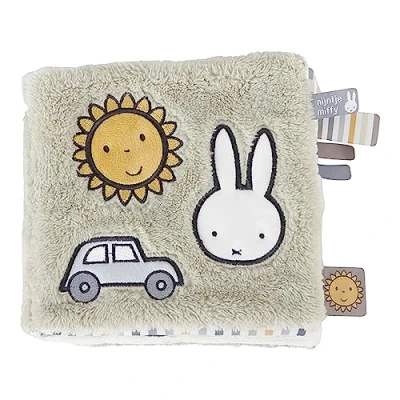 Bild av Pioupiou et Merveilles Miffy tyg aktivitetsbok 16 x Fluffy i blågrön färg stimulerar sinnena utvecklar koordination flera ytor allt mjukt, NIJN924