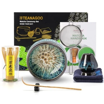 Bild av TEANAGOO Matcha teservis Japansk skål bambu visp Spade Sil visphållare vispställ vispset N4 grönt tepulverset.