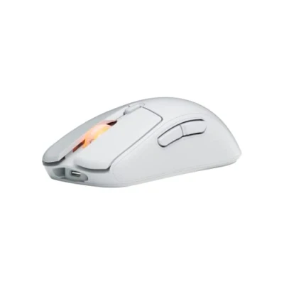 Bild av Fnatic BOLT Vit trådlös spelmus Pixart 3370 sensor, 69g, WiFi och Bluetooth batteritid 110210 h, USB C laddning, Kailh GM 8.0 strömbrytare, 4 profiler, DPI steg, jungfru PTFE skridskor (Windows)