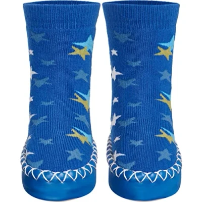 Bild av Playshoes Unisex barn stugskor tofflor, Blå stjärnor, 23/26 EU