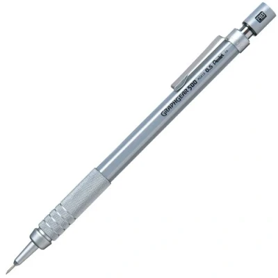 Bild av Pentel Graphgear 500 mekanisk blyertspenna, 0,5 mm bly, klass HB, 1 x grafikpenna, silver, (PG515 A)