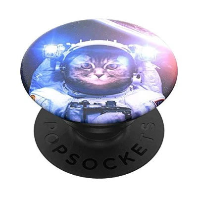 Bild av PopSockets PopGrip Hopfällbar Stativ och Grepp för Smartphone Surfplatta med en Swappable PopTop Catstronaut