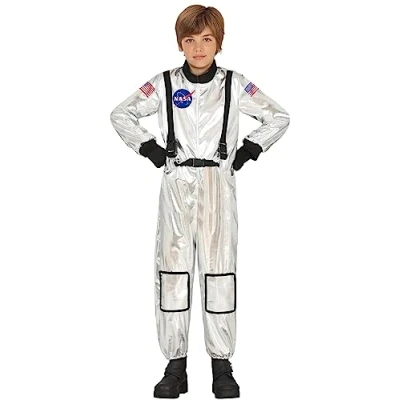 Bild av FIESTAS GUIRCA Officiell Silver NASA Astronautdräkt för barn Astronaut Space Kostym Barndräkt 3 4 år