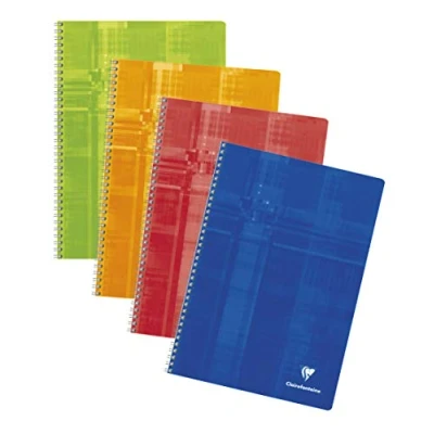 Bild av Clairefontaine 68141C spiralbok (DIN A4, 21 x 29,7 cm, franska linjerade, 50 ark) 1 st blandade färger