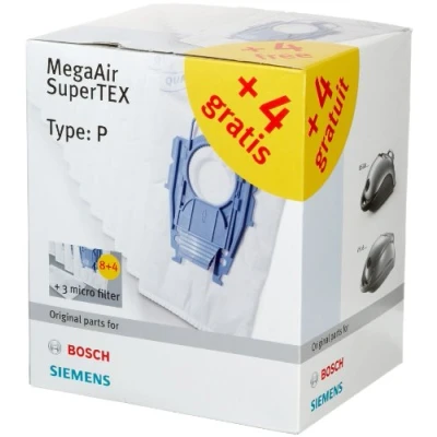 Bild av Bosch BBZ123FP Dammsugarpåsar, Vit, Paket med 12 påsar och 3 filter