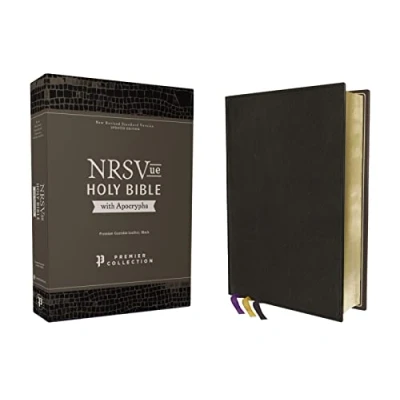 Bild av NRSVue, Holy Bible with Apocrypha, Premium Goatskin Leather, Black, Premier Collection, Art Gilded Edges, Comfort Print: New Revised Standard Version, ... Print Apocrypha
