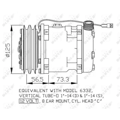 Bild av NRF 32802 Kompressor SD5H11 12V PAG 100 med kompressorolja